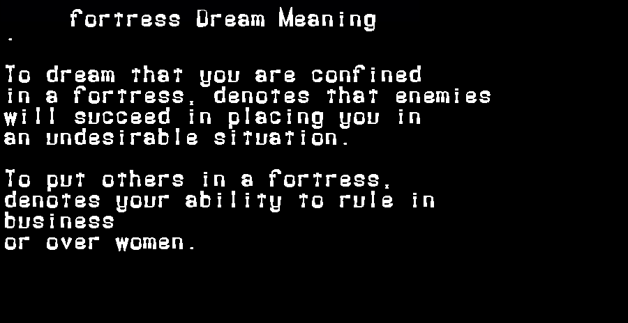 fortress dream meaning