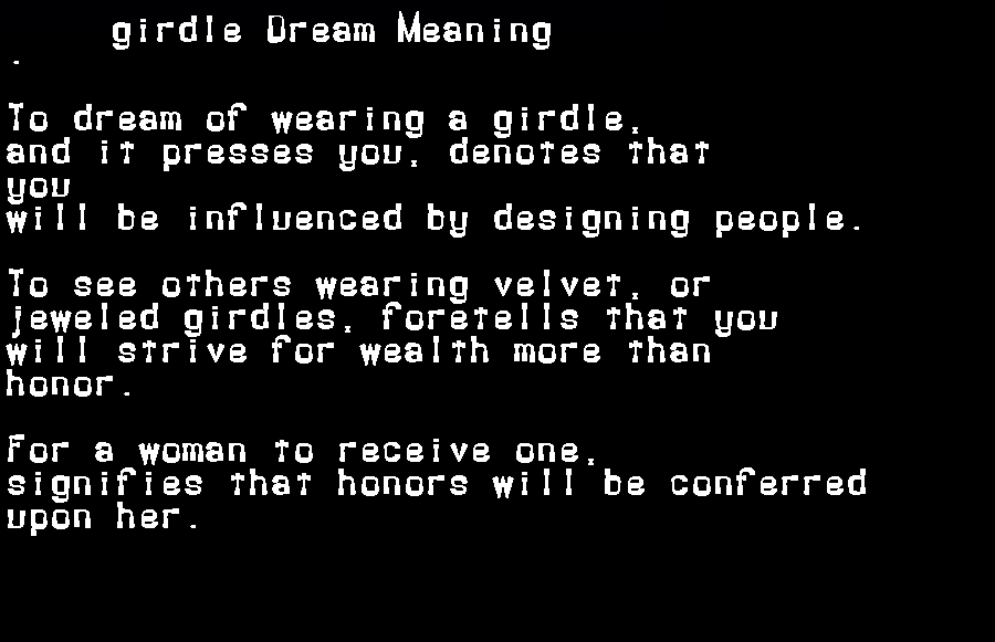 girdle dream meaning