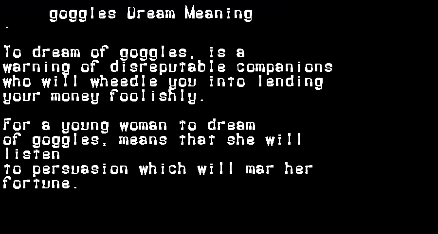 goggles dream meaning