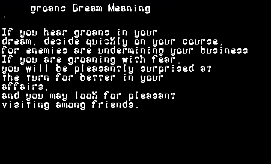 groans dream meaning