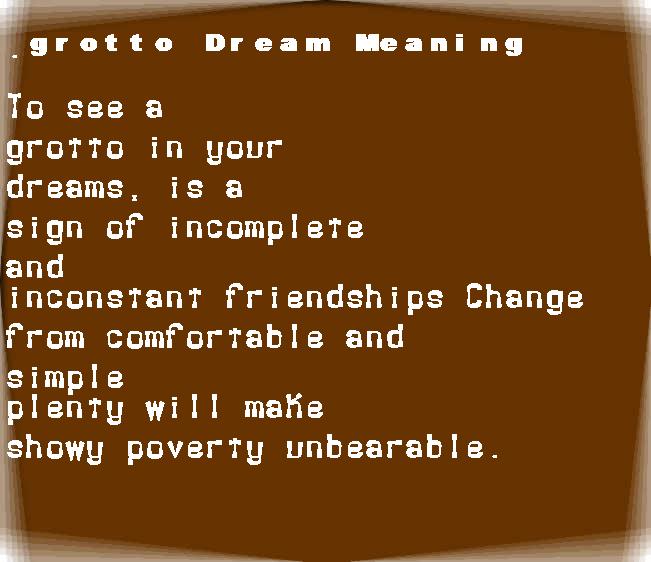 grotto dream meaning