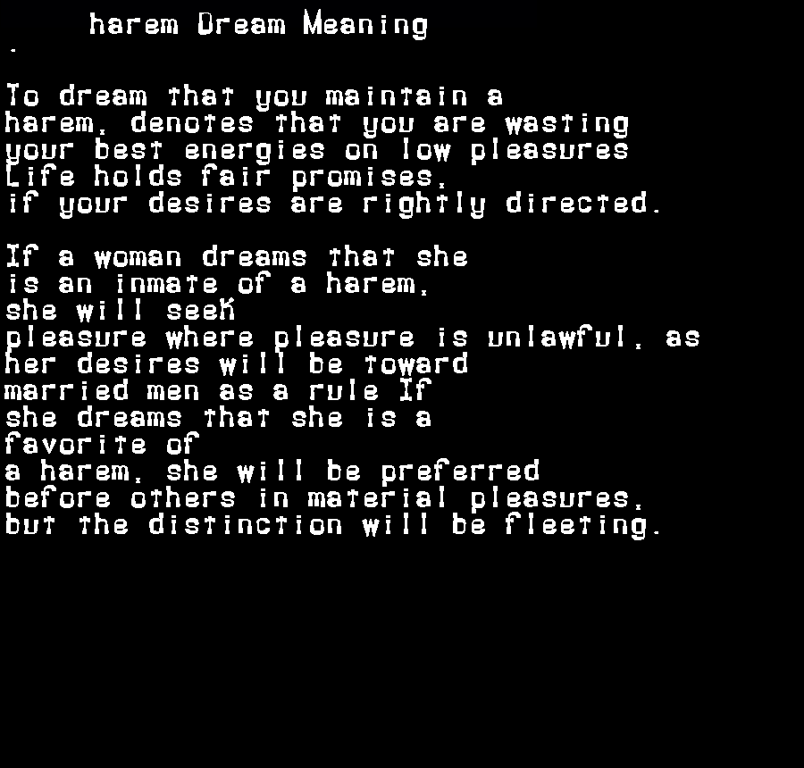 harem dream meaning