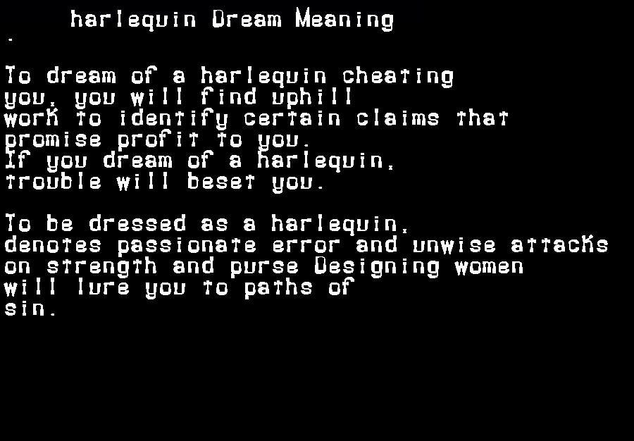 harlequin dream meaning