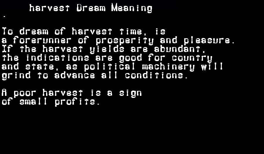 harvest dream meaning