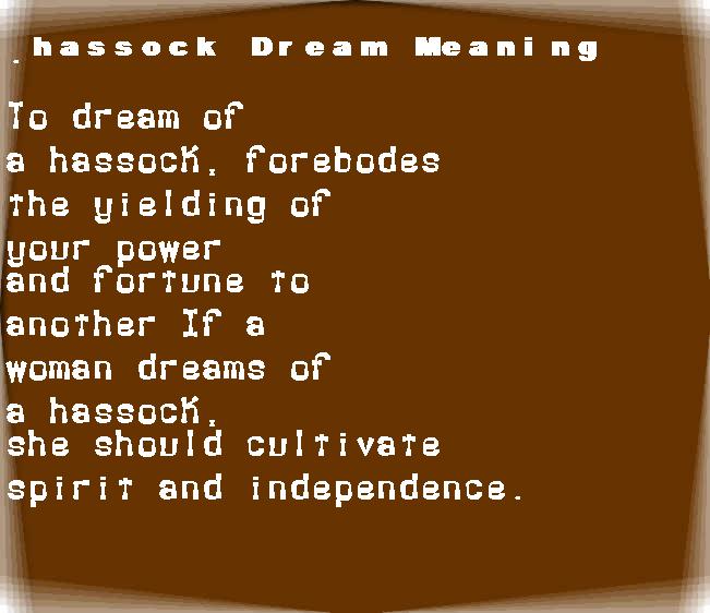 hassock dream meaning