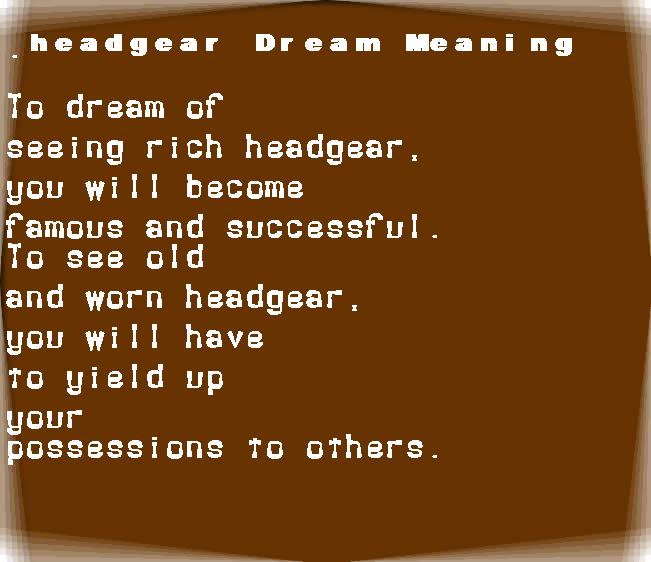 headgear dream meaning