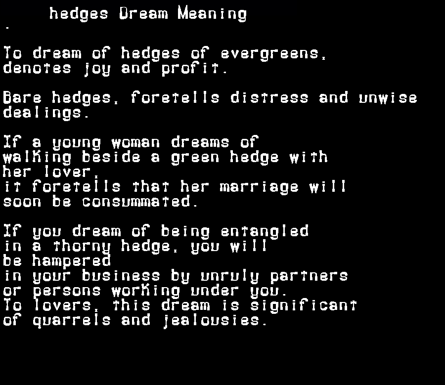 hedges dream meaning