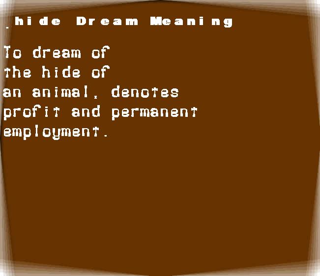 hide dream meaning