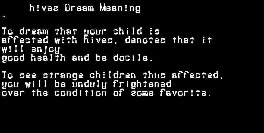 hives dream meaning