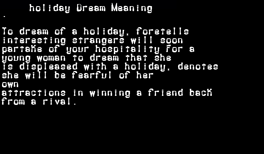 holiday dream meaning