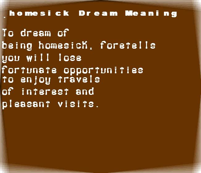 homesick dream meaning