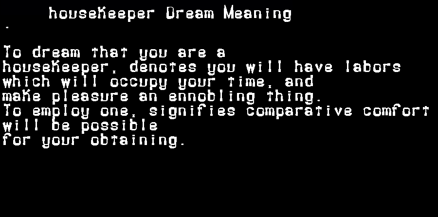 housekeeper dream meaning