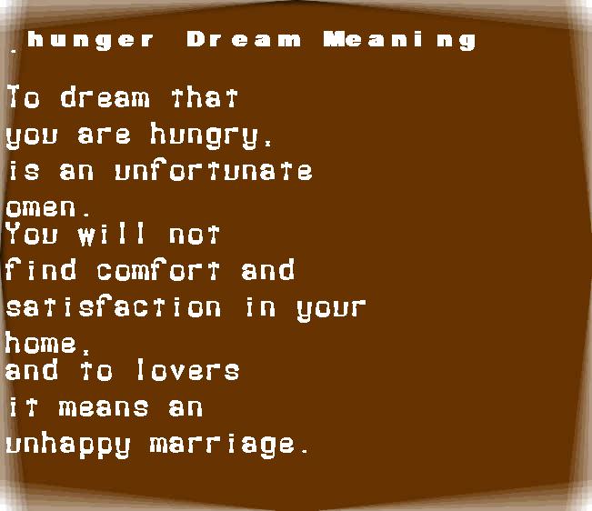 hunger dream meaning