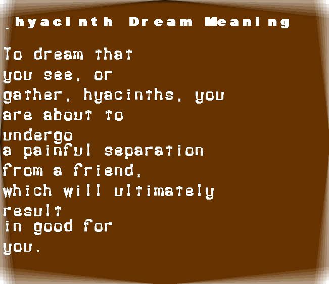 hyacinth dream meaning