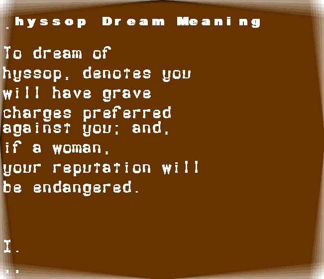 hyssop dream meaning