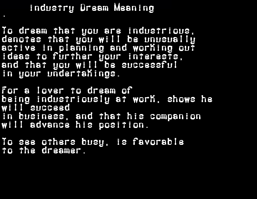 industry dream meaning