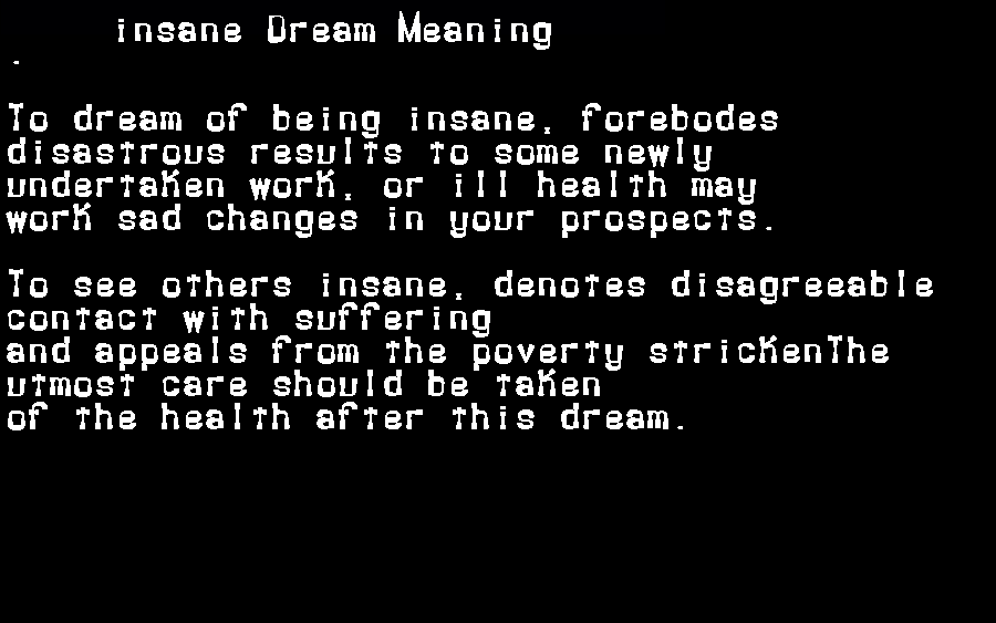 insane dream meaning