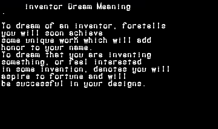 inventor dream meaning