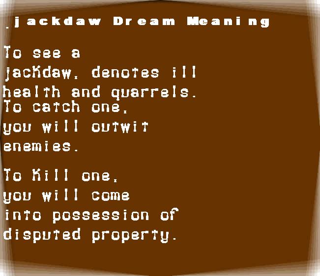 jackdaw dream meaning