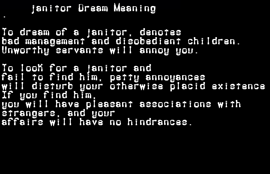 janitor dream meaning