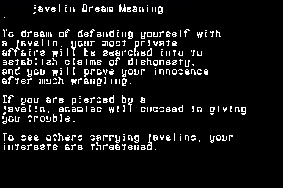 javelin dream meaning