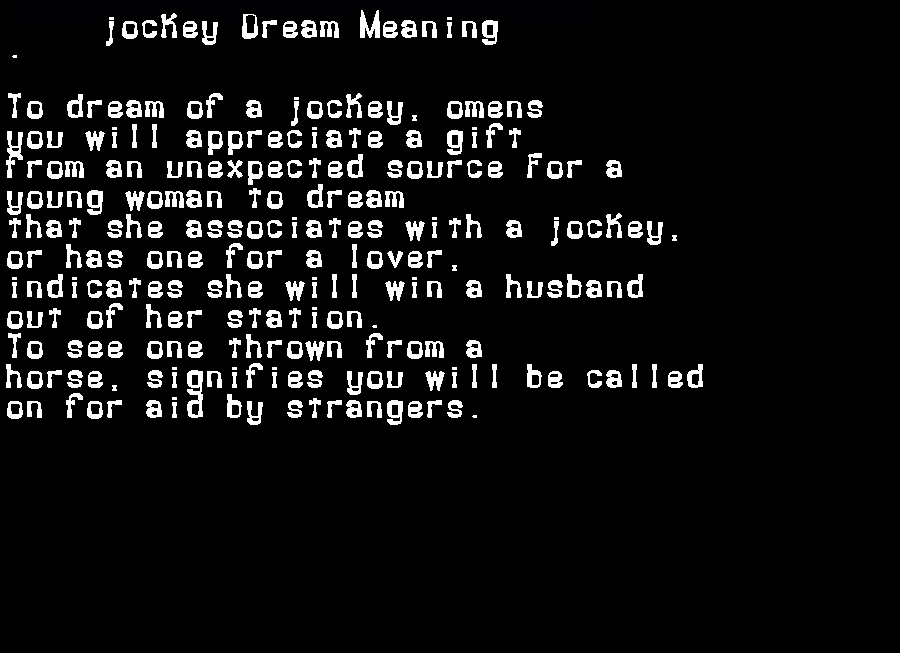 jockey dream meaning