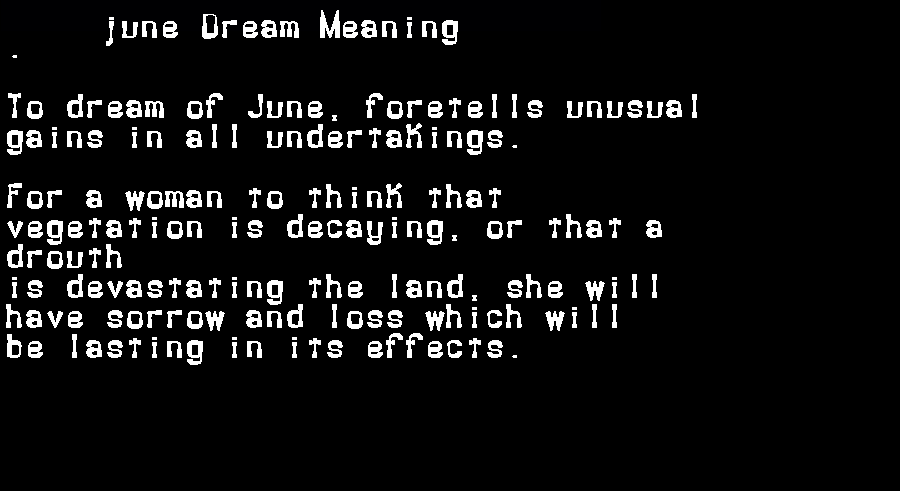 june dream meaning