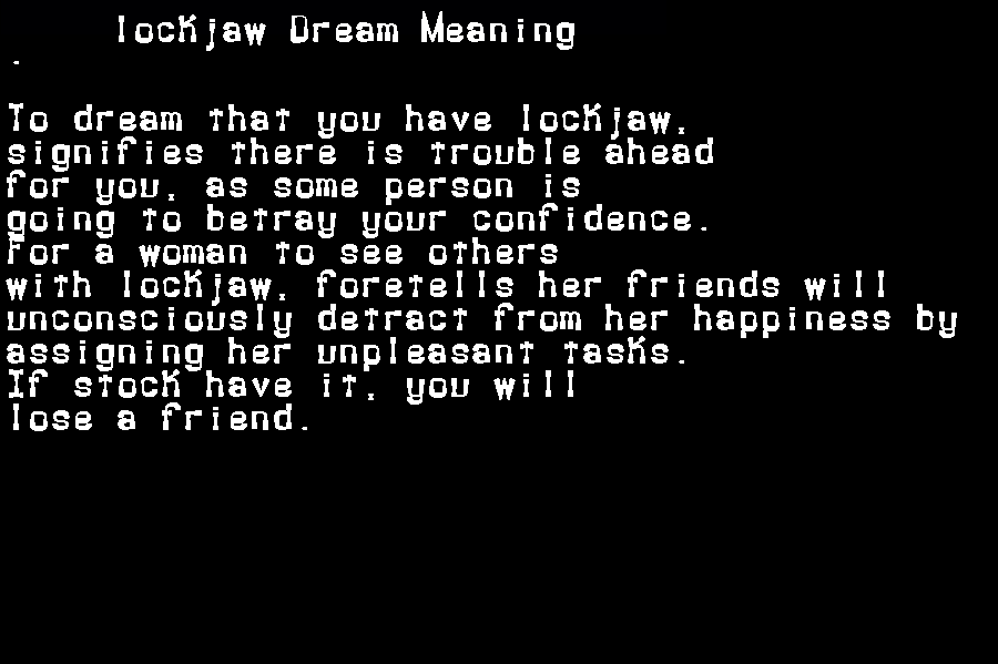 lockjaw dream meaning