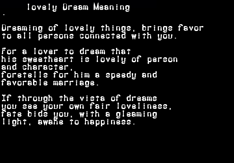 lovely dream meaning