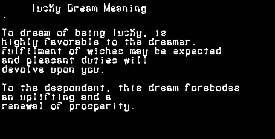 lucky dream meaning