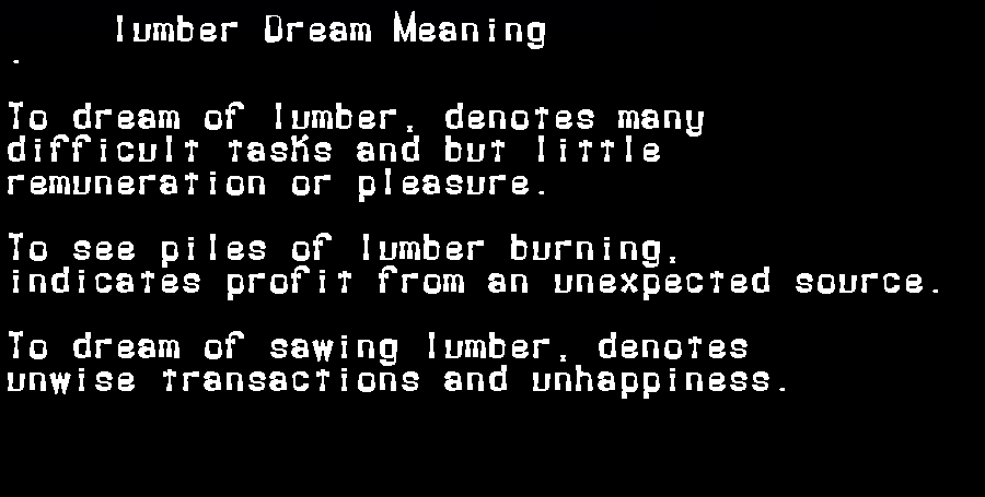 lumber dream meaning