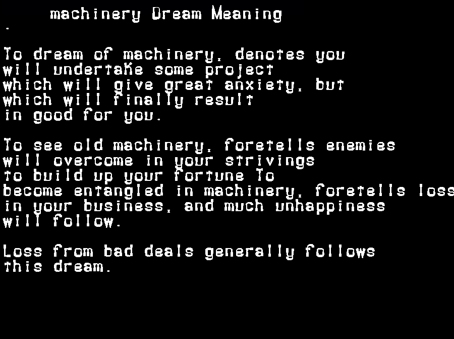 machinery dream meaning