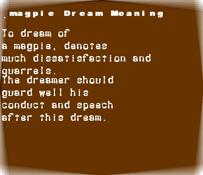 magpie dream meaning