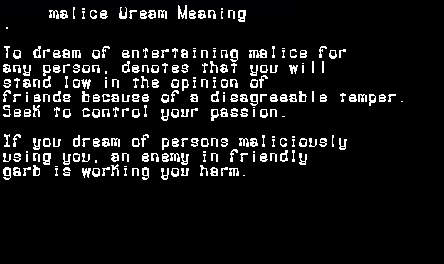 malice dream meaning