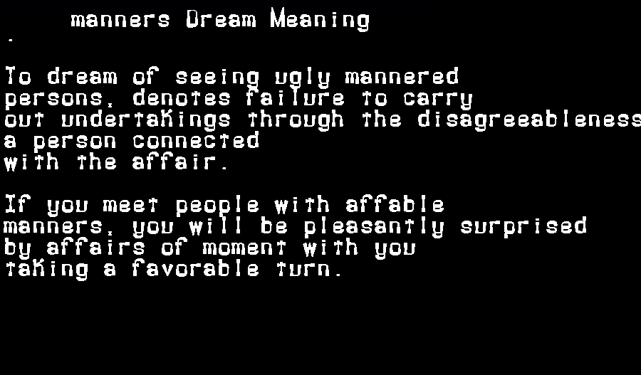 manners dream meaning