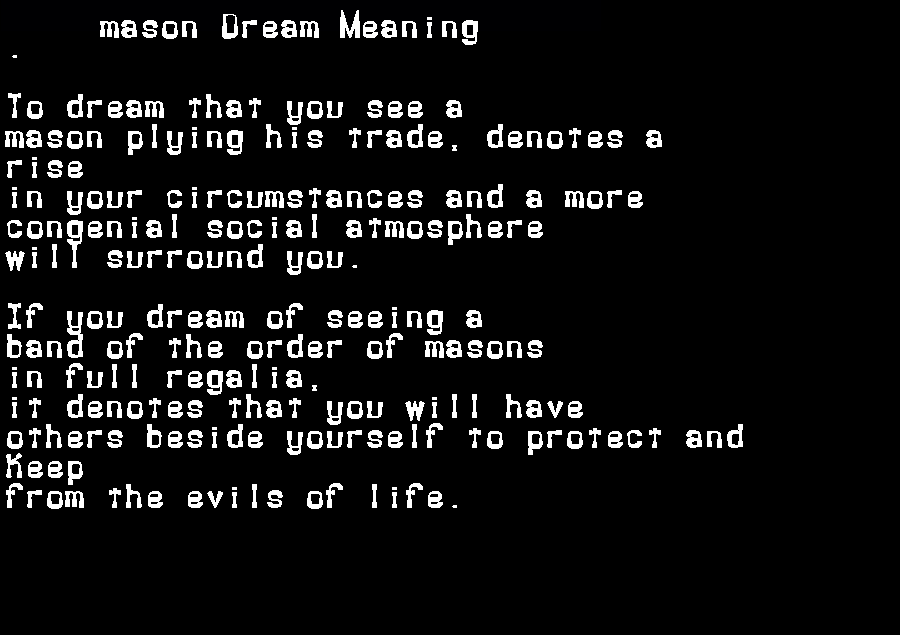 mason dream meaning