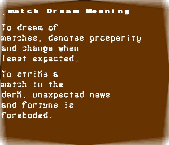 match dream meaning