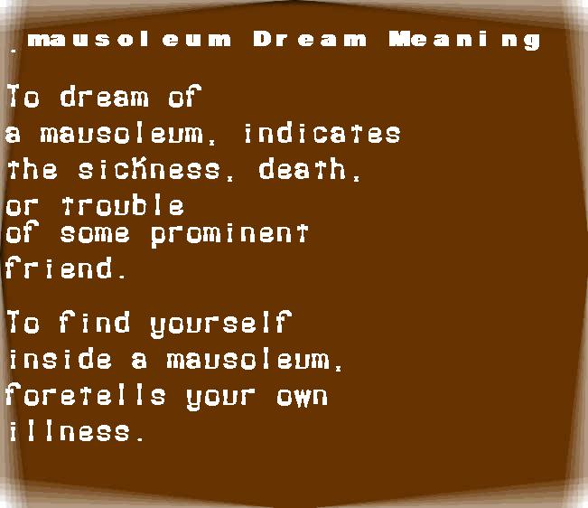 mausoleum dream meaning