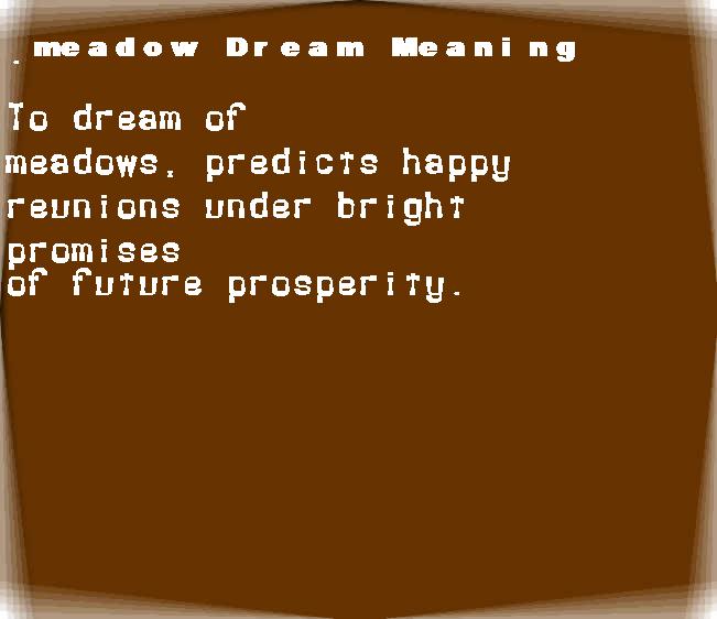 meadow dream meaning