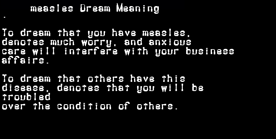 measles dream meaning