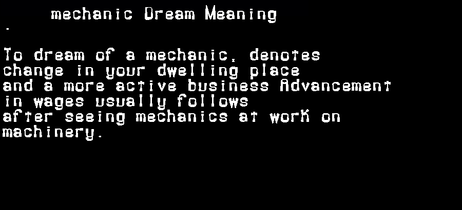 mechanic dream meaning