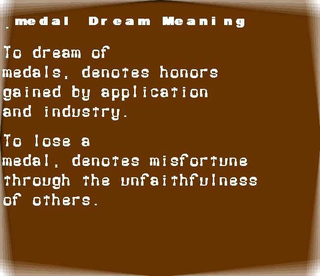 medal dream meaning