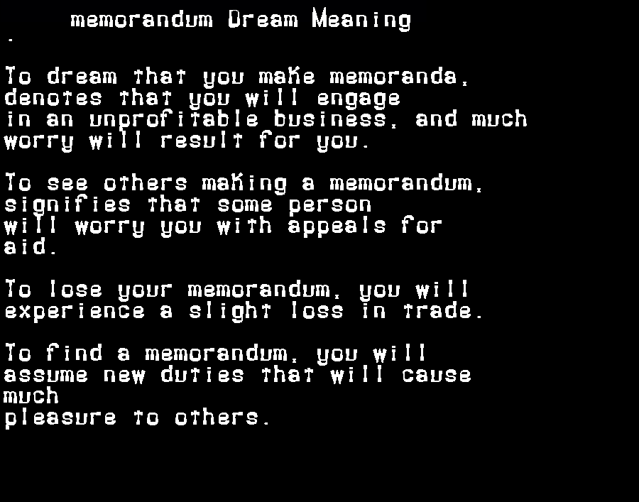 memorandum dream meaning