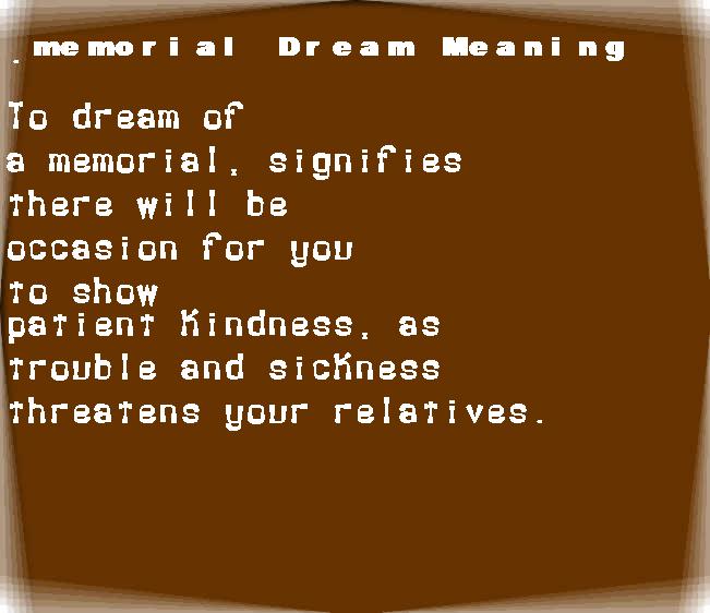 memorial dream meaning