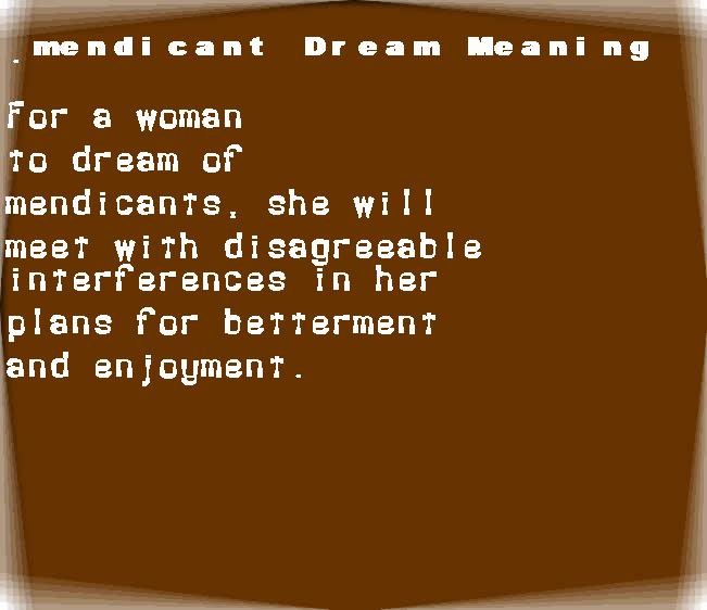 mendicant dream meaning