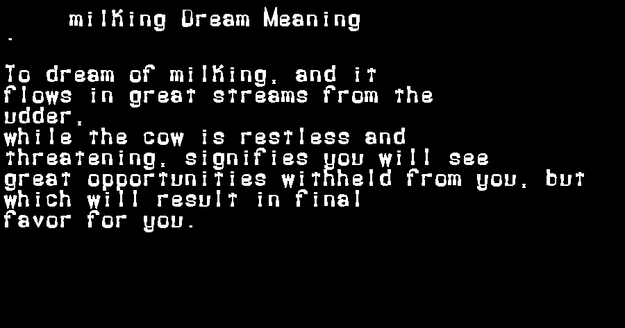 milking dream meaning