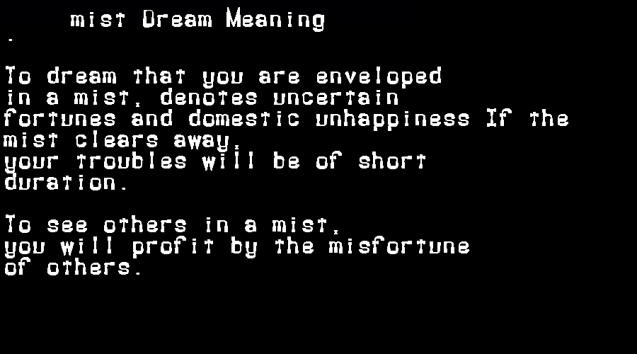 mist dream meaning