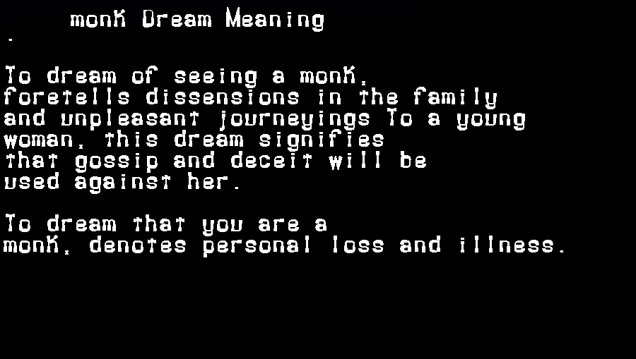 monk dream meaning