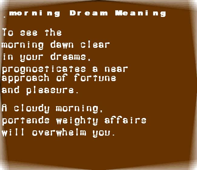 morning dream meaning