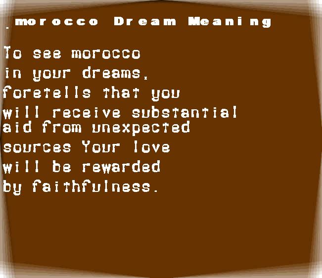 morocco dream meaning